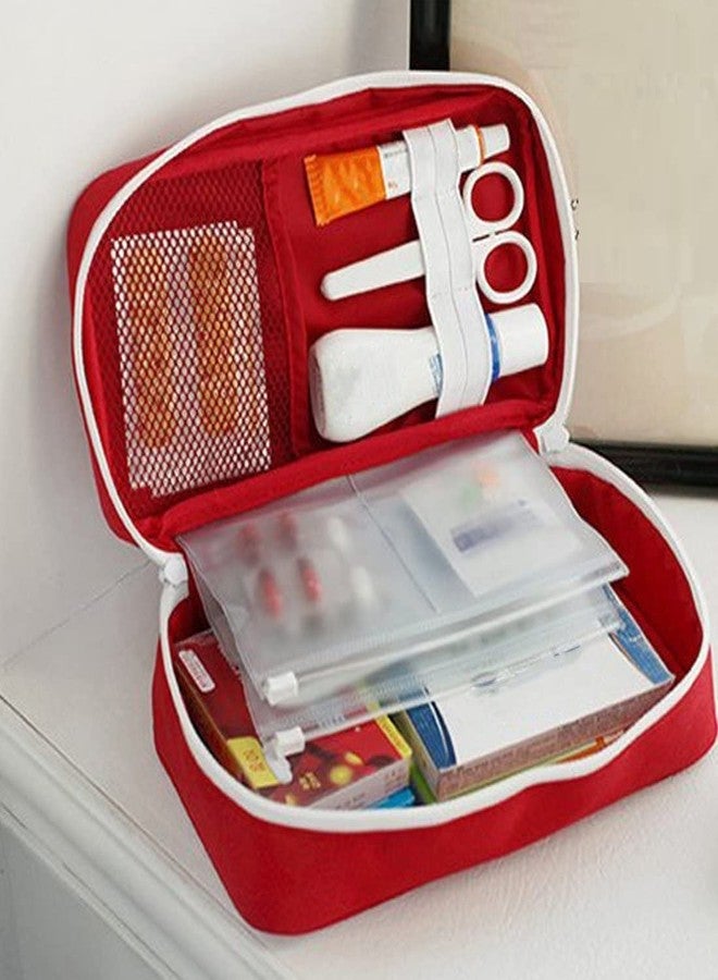Luxula Mini First Aid Kit Travel Pouch Medicine Storage Organizer Bag with Handle for Indoor Outdoor Picnic Travel Home Office (1 Pc) (Red) - Image 4